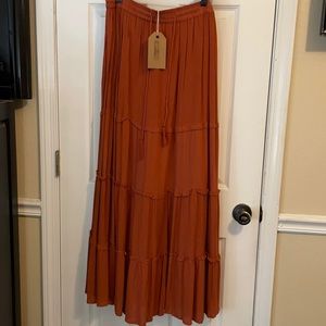 Flint & Moss burnt orange long skirt size L